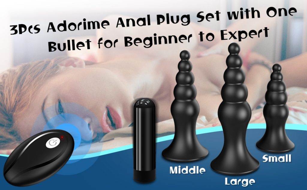 10 Vibrations 3Pcs Butt Plug Set With Remote Control
