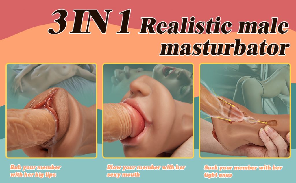 3 in 1 Realistic Brown Pocket Pussy Male Masturbator