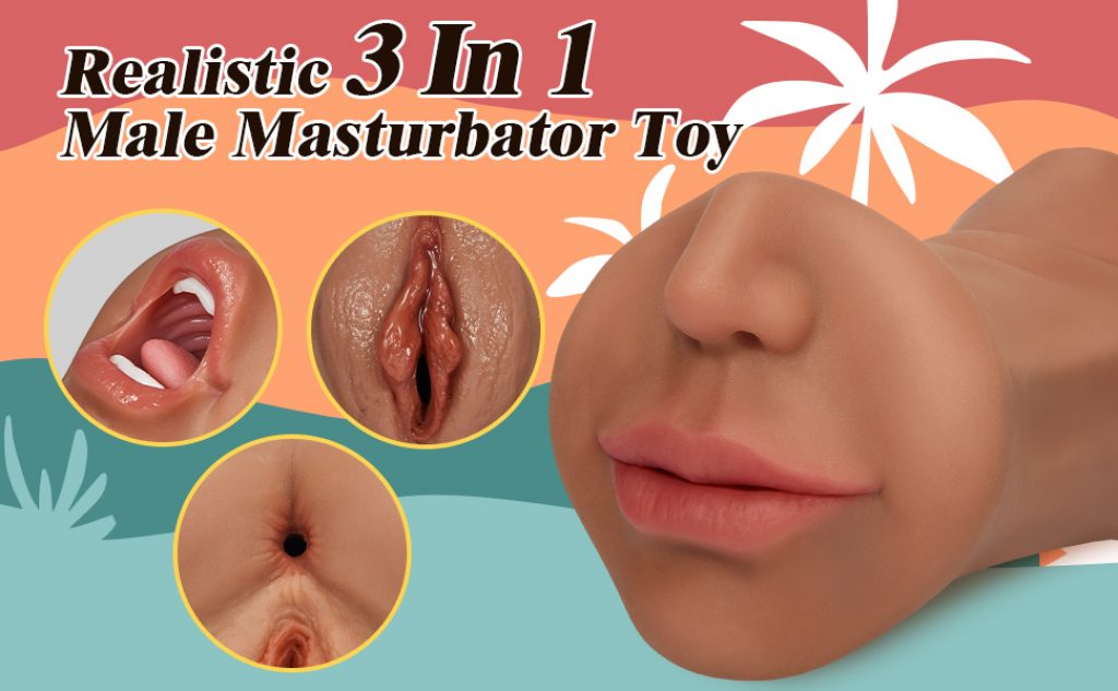 3 in 1 Realistic Brown Pocket Pussy Male Masturbator