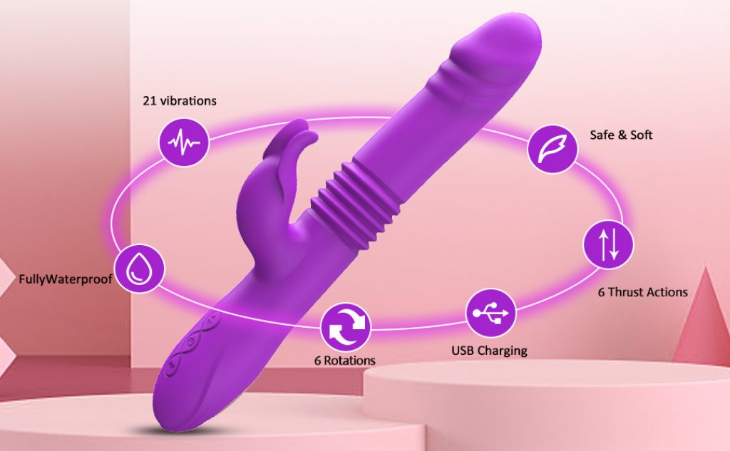 Strong 21 Vibrations Thrusting Rabbit Vibrator