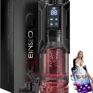 The black AI Sync Male Masturbator from TheSexToysIndia is displayed next to its box and a smartphone screen showing a woman who is part of the interactive video sync feature. A strong suction base is also included.